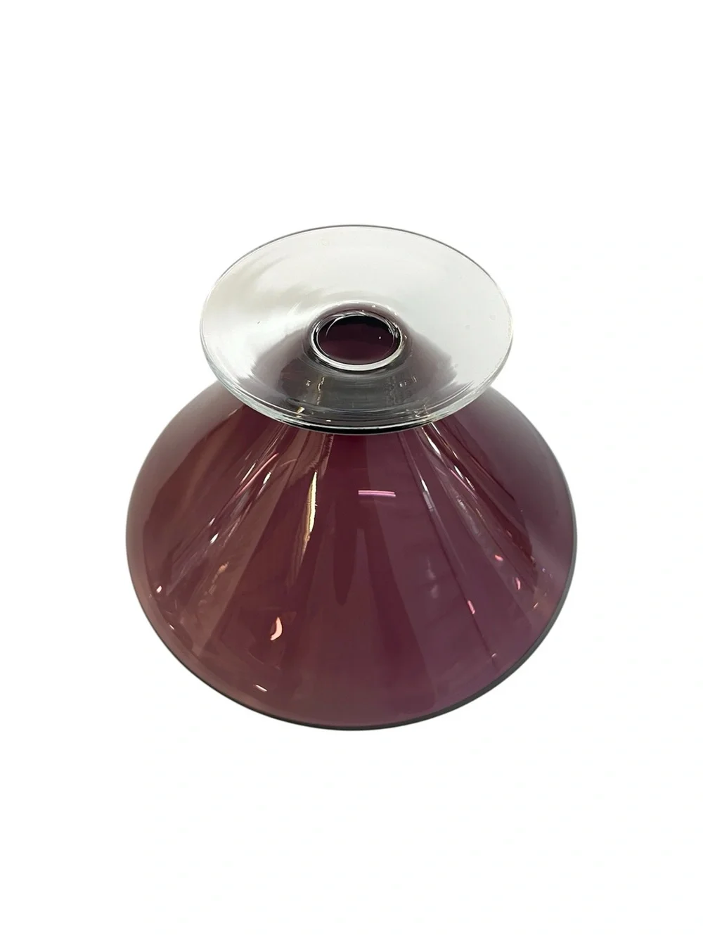 Vintage MCM Amethyst Purple Art Glass Pedestal Bowl Centerpiece Compote Dish